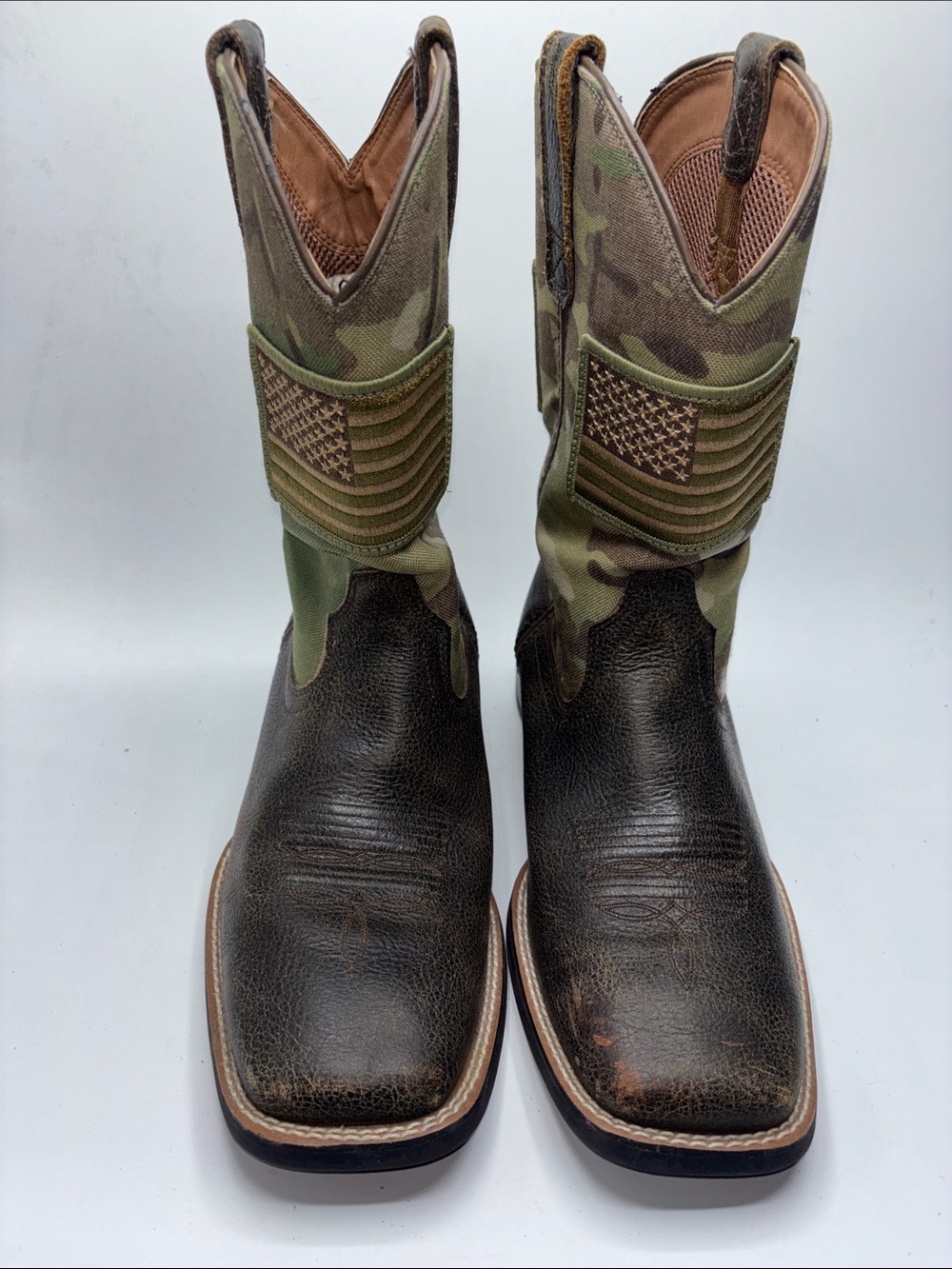 Ariat Mens Size 9.5 Brooklyn Brown Leather Sport Patriot Square Toe Western Boot
